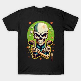 Golf from the Grave Funny Skeleton Golfer Halloween Pattern T-Shirt